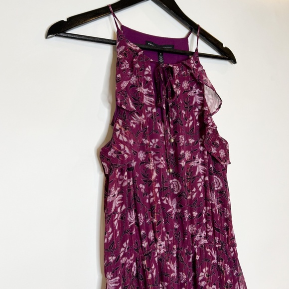 WHBM Dress Halter Purple Ruffle Floral Maxi Dress - Picture 3 of 7